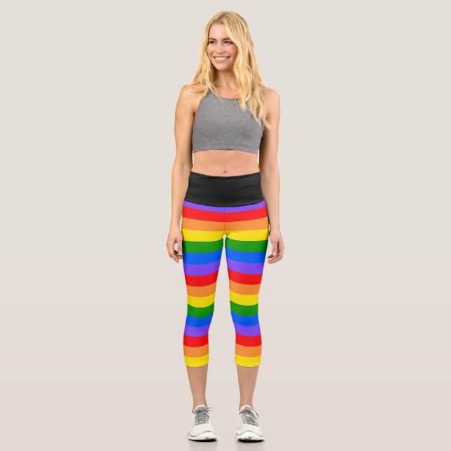 Colourful Rainbow  Capri Leggings (Front)