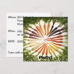 Colourful Rainbow Carrot Vegetable Fun Garden Part Invitation