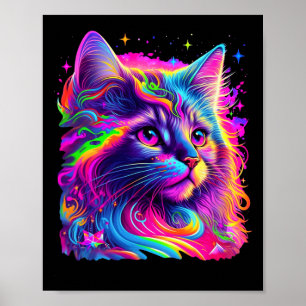 Colourful Rainbow Cat Graphic  Poster