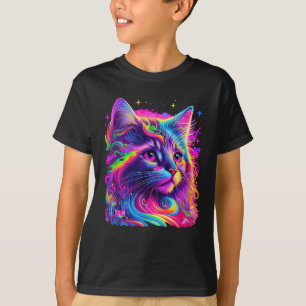 Colourful Rainbow Cat Graphic T-Shirt