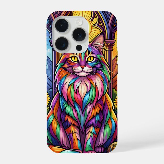 colourful rainbow cat phone case (Back)