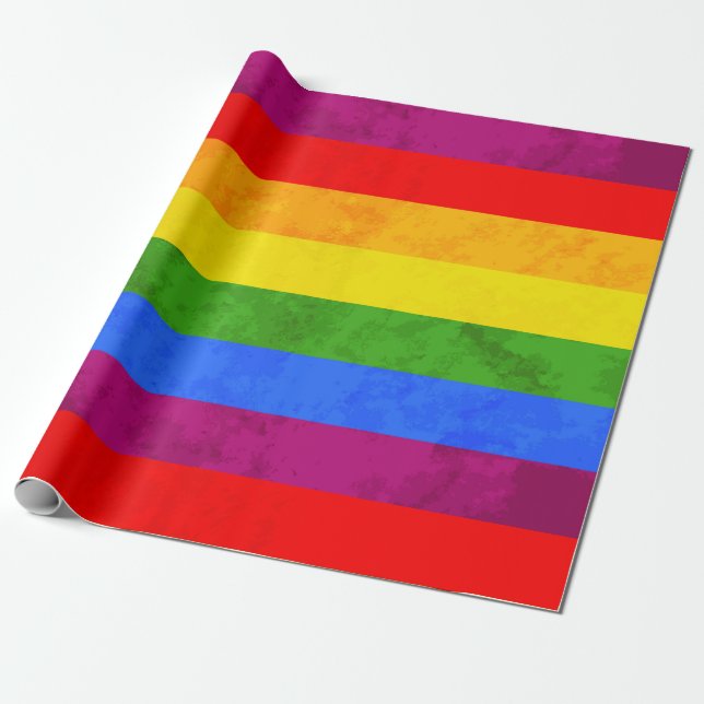 Colourful Rainbow Celebration Wrapping Paper (Unrolled)