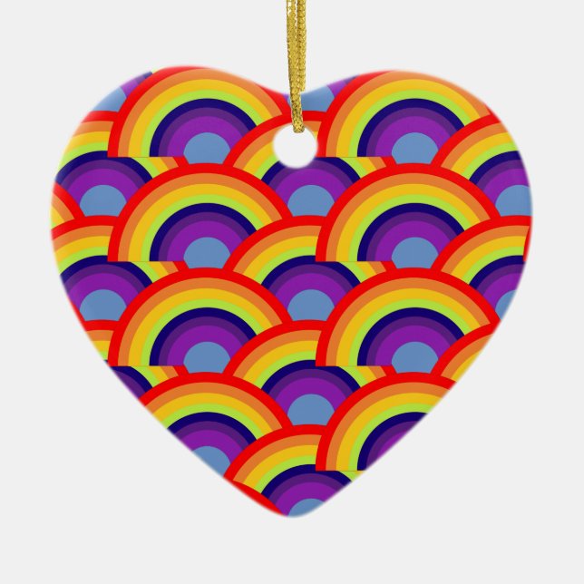 Colourful Rainbow Ceramic Tree Decoration (Front)