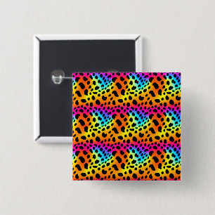 Colourful Rainbow Cheetah Seamless Pattern   15 Cm Square Badge