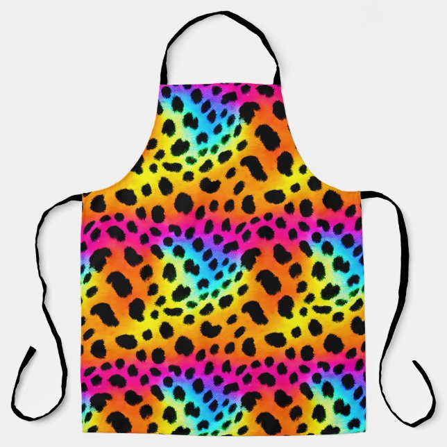 Colourful Rainbow Cheetah Seamless Pattern  Apron (Front)