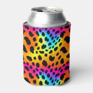 Colourful Rainbow Cheetah Seamless Pattern Can Cooler