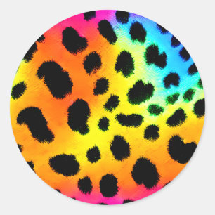 Colourful Rainbow Cheetah Seamless Pattern Classic Round Sticker