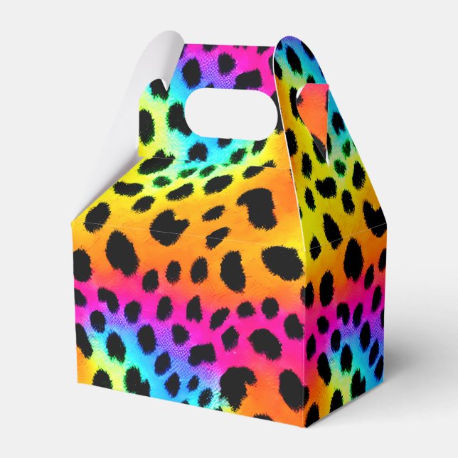Colourful Rainbow Cheetah Seamless Pattern   Favour Box (Front Side)