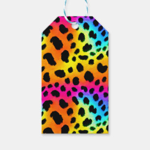 Colourful Rainbow Cheetah Seamless Pattern  Gift Tags