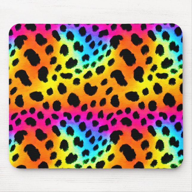 Colourful Rainbow Cheetah Seamless Pattern  Mouse Mat (Front)