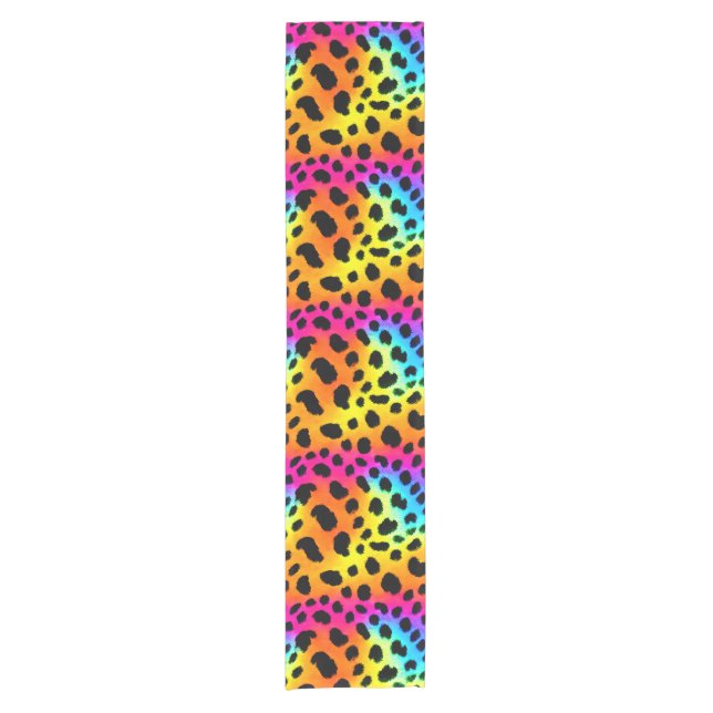 Colourful Rainbow Cheetah Seamless Pattern    Short Table Runner (Front)