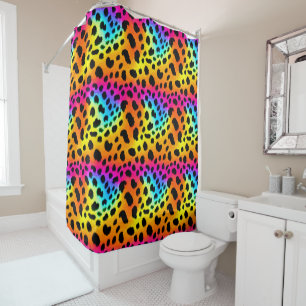 Colourful Rainbow Cheetah Seamless Pattern    Shower Curtain