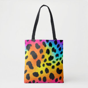 Colourful Rainbow Cheetah Seamless Pattern Tote Bag