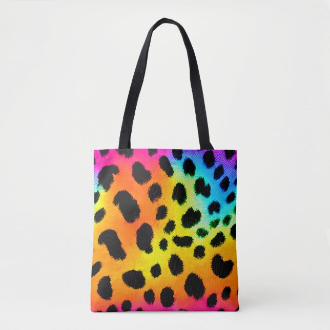 Colourful Rainbow Cheetah Seamless Pattern  Tote Bag (Front)