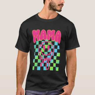 Colourful Rainbow Chequered Mama Funny Face Mum Li T-Shirt