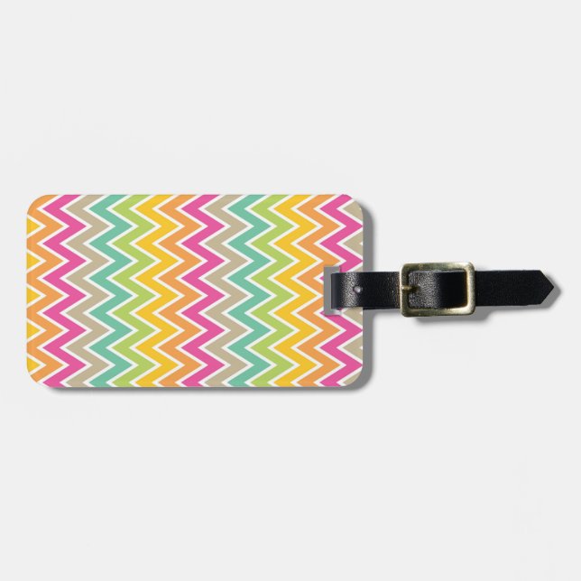 Colourful Rainbow Chevron Pattern Luggage Tag (Front Horizontal)