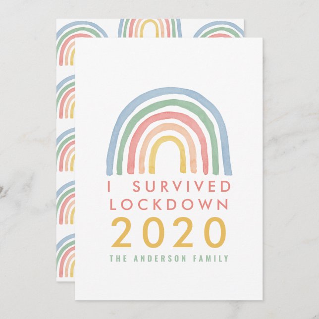 Colourful rainbow Christmas I survived lockdown (Front/Back)