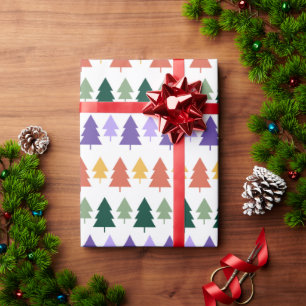 Colourful Rainbow Christmas Tree Wrapping Paper