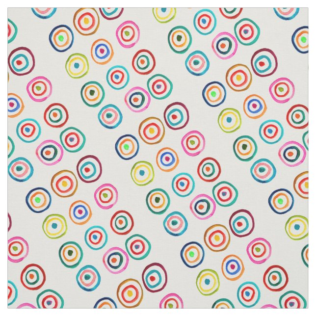 Colourful rainbow circles art watercolor fabric (Swatch)