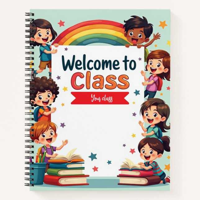 Colourful Rainbow Classroom Wall Art Notebook (Front)