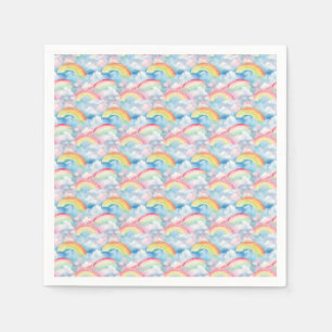 Colourful Rainbow, Cloud, and Snowflake Seamless Napkin