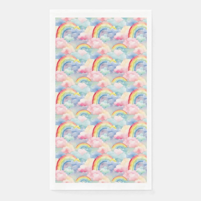 Colourful Rainbow, Cloud, and Star Napkin (Front)