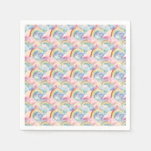 Colourful Rainbow, Cloud, and Star Napkin