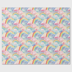 Colourful Rainbow, Cloud, and Star Wrapping Paper