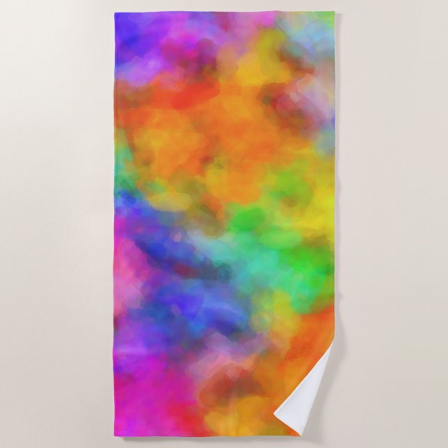 Colourful Rainbow Clouds Beach Towel (Front)