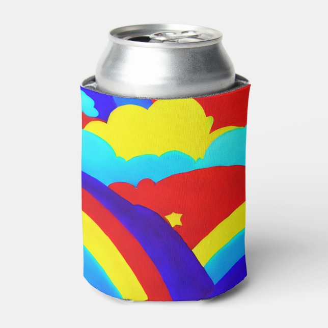 Colourful Rainbow Clouds Kids Pattern Can Cooler (Can Front)