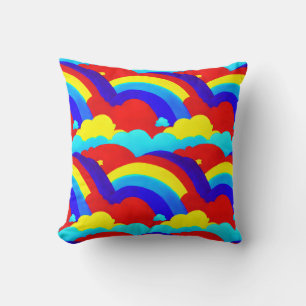 Colourful Rainbow Clouds Kids Pattern Cushion