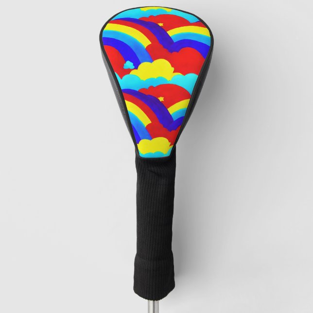Colourful Rainbow Clouds Kids Pattern  Golf Head Cover (Front)