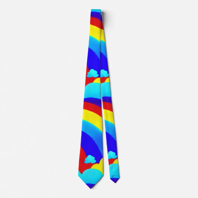 Colourful Rainbow Clouds Kids Pattern Tie (Front)