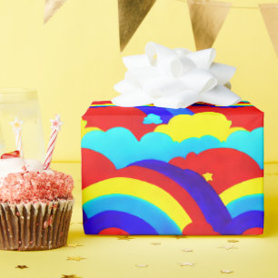 Colourful Rainbow Clouds Kids Pattern Wrapping Paper