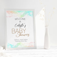 Colourful Rainbow Clouds White Baby Shower Welcome