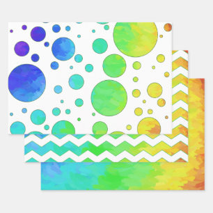 Colourful Rainbow Colour Coordinated Patterns Wrapping Paper Sheet