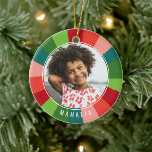 Colourful Rainbow Colour Wheel Kids Photo Christma Ceramic Tree Decoration
