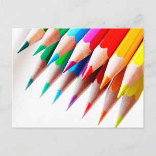 Colourful Rainbow Coloured Pencils Photo Postcard