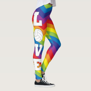 Colourful Rainbow Coloured Volleyball Love Leggings