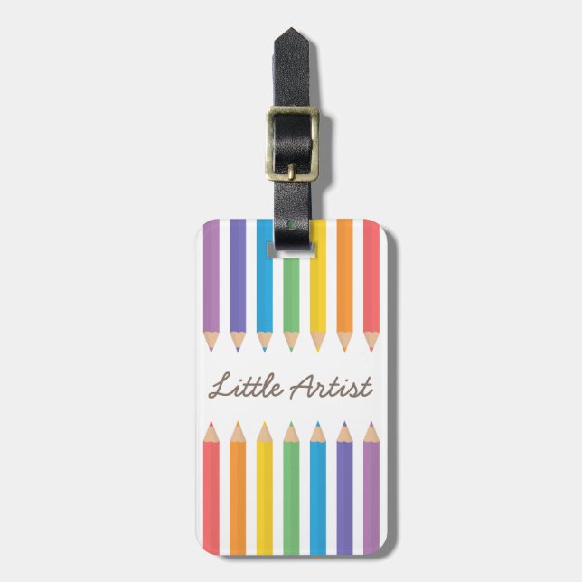 Colourful Rainbow Colouring Pencils School Kids Luggage Tag (Front Vertical)