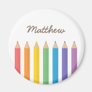 Colourful Rainbow Colouring Pencils School Kids Magnet