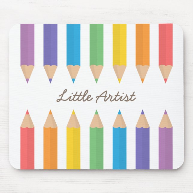 Colourful Rainbow Colouring Pencils School Kids Mouse Mat (Front)