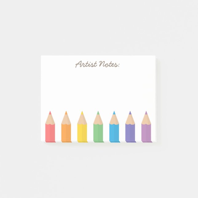 Colourful Rainbow Colouring Pencils School Kids Post-it Notes (Front)