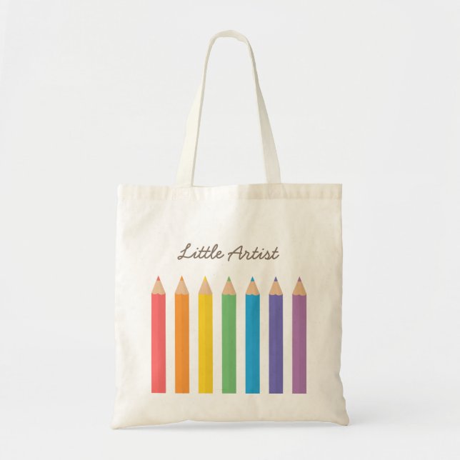 Colourful Rainbow Colouring Pencils School Kids Tote Bag (Front)
