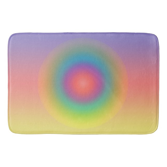 Colourful Rainbow Concentric Circle Space   Bath Mat (Front)