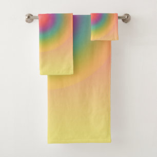 Colourful Rainbow Concentric Circle Space Bath Towel Set