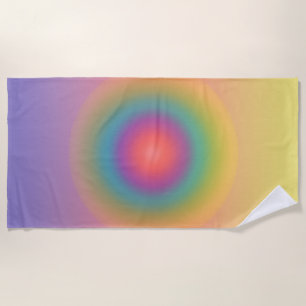 Colourful Rainbow Concentric Circle Space Beach Towel