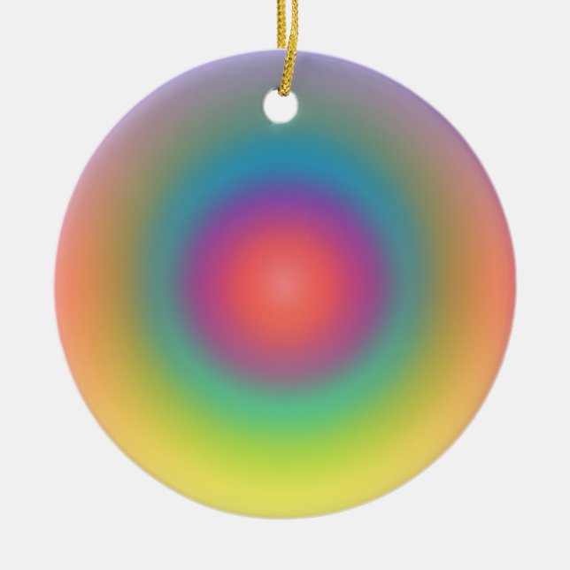 Colourful Rainbow Concentric Circle Space  Ceramic Tree Decoration (Front)
