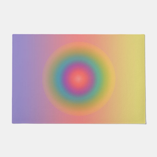 Colourful Rainbow Concentric Circle Space  Doormat (Front)