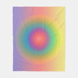 Colourful Rainbow Concentric Circle Space  Fleece Blanket